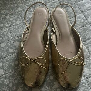 Zara flat shoes women gold
